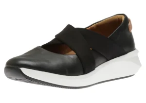 Clarks Un Rio Cross Black Leather Slip-On Sneaker | Women Women's Walking | Women's Casual