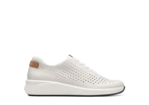 Clarks Un Rio Tie White Nubuck Leather Sneaker | Women Women's Walking