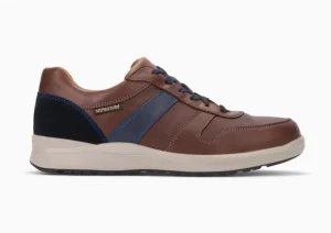 Mephisto Vito Chesnut Brown Navy Leather Lace-Up Sneaker | Men's Walking | Men's Dress Casual