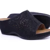 Stefannia Italy Wedge Glitter Black | Women Women's Slide