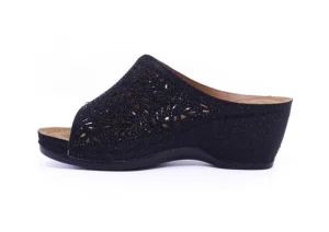 Stefannia Italy Wedge Glitter Black | Women Women's Slide