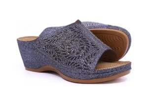 Stefannia Italy Wedge Glitter Pewter | Women Women's Slide