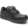 Dunham Winslow Black Leather Two-Strap Hook & Loop Oxford Shoe | Men's Walking