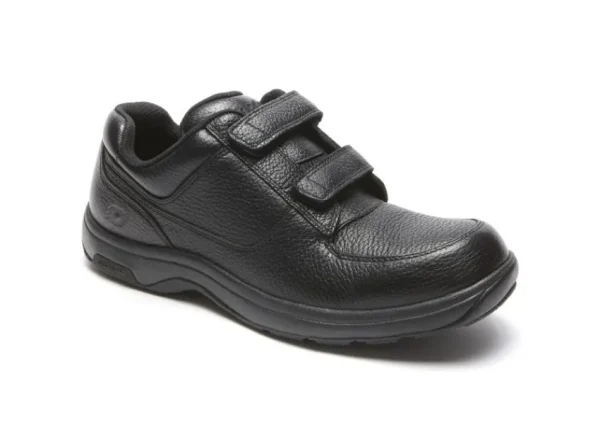 Dunham Winslow Black Leather Two-Strap Hook & Loop Oxford Shoe | Men's Walking