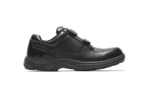 Dunham Winslow Black Leather Two-Strap Hook & Loop Oxford Shoe | Men's Walking