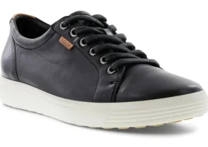 Ecco Women's Soft 7 Black Leather Lace-Up Sneaker | Women Women's Walking