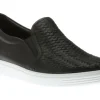 Ecco Women's Soft 7 Woven Black Leather Slip-On Sneaker | Women Women's Casual