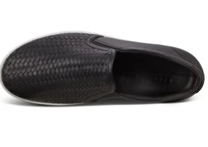 Ecco Women's Soft 7 Woven Black Leather Slip-On Sneaker | Women Women's Casual