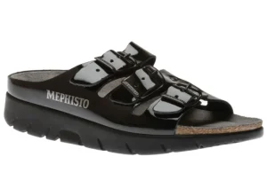 Mephisto Zach Black Patent Slide Sandal | Women Women's Slide