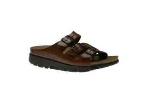 Mephisto Zach Desert Brown Leather Slide Sandal | Women Unisex Sandal | Men's Slide