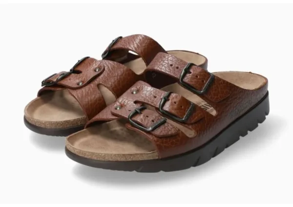 Mephisto Zach Desert Brown Leather Slide Sandal | Women Unisex Sandal | Men's Slide