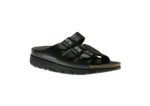 Mephisto Zach Unisex Black Leather Slide Sandal | Women Unisex Sandal | Men's Slide