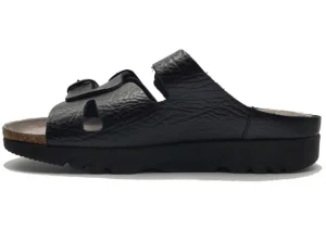 Mephisto Zach Unisex Black Leather Slide Sandal | Women Unisex Sandal | Men's Slide