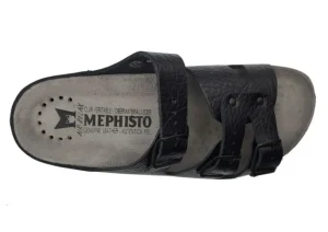 Mephisto Zach Unisex Black Leather Slide Sandal | Women Unisex Sandal | Men's Slide