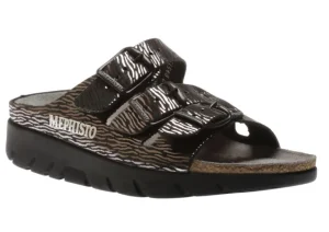 Mephisto Zach Zebra Black Slide Sandal | Women Women's Sandal | Women's Slide