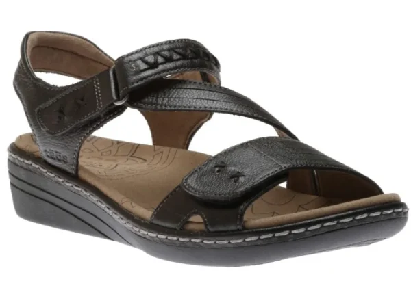 Taos Zenith Black Leather Adjustable Z-Strap Walking Sandal | Women Women's Sandal